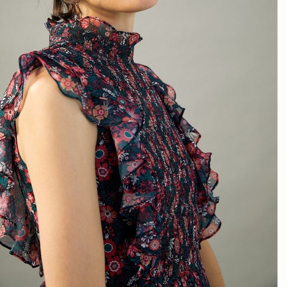 ⭐️ Katya Ruffled Floral Peasant Hipster Deco Hipster Hippie Farm Boho Chic Dress - Picture 5 of 8